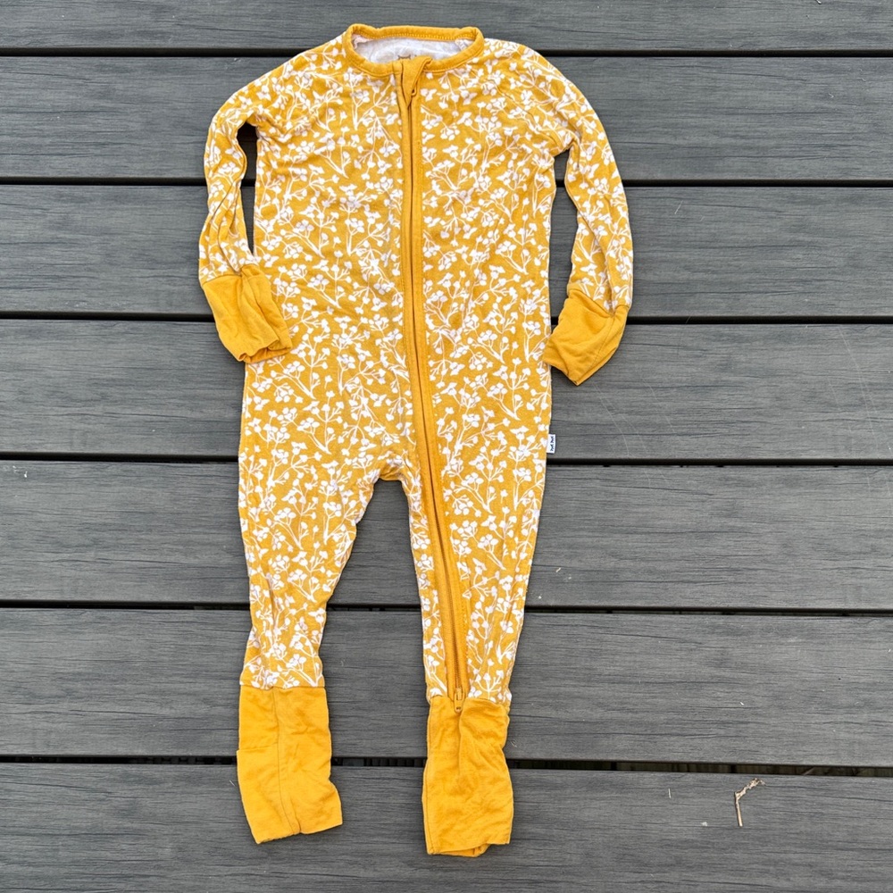 Little Sleepies Mustard Floral Kids Footie